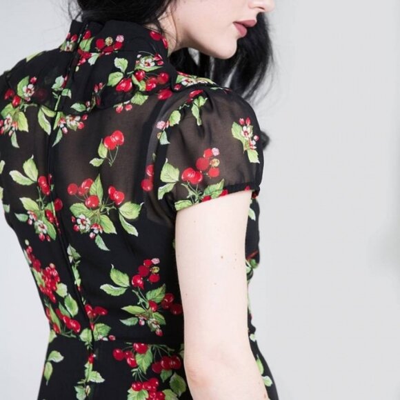 X-Small NWT Hell Bunny Charlotte Cherry Retro Vintage Inspired Dress Modcloth - Picture 3 of 6